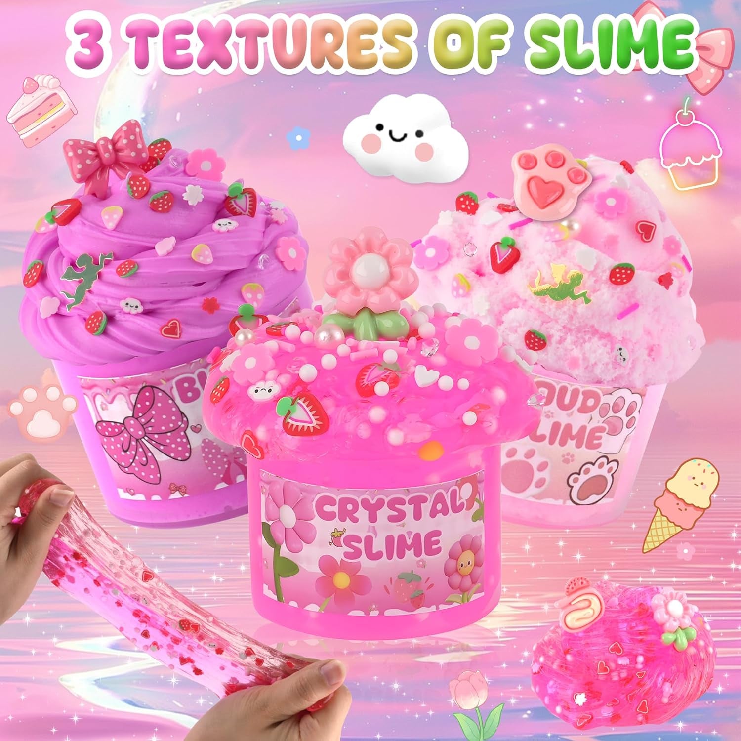 6 Pack Slimes Pink Slime Kids Cloud Kit