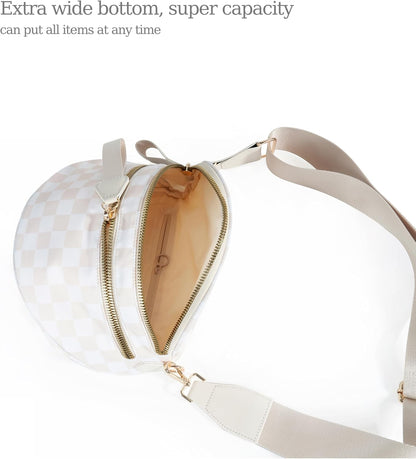 Spacious Checkered Nylon Crossbody Bag