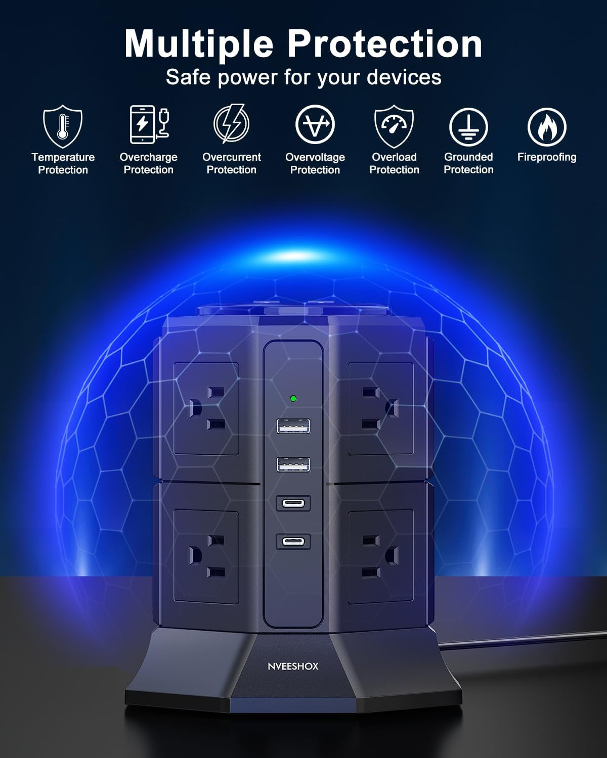 Surge Protector Power Strip Tower