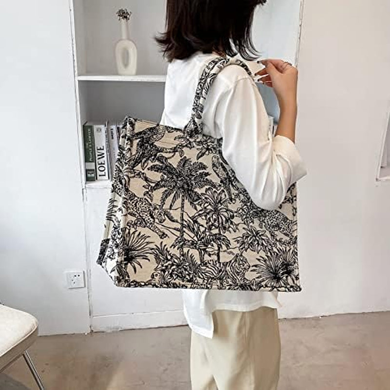 Large Capacity Handbag Linen Cotton 