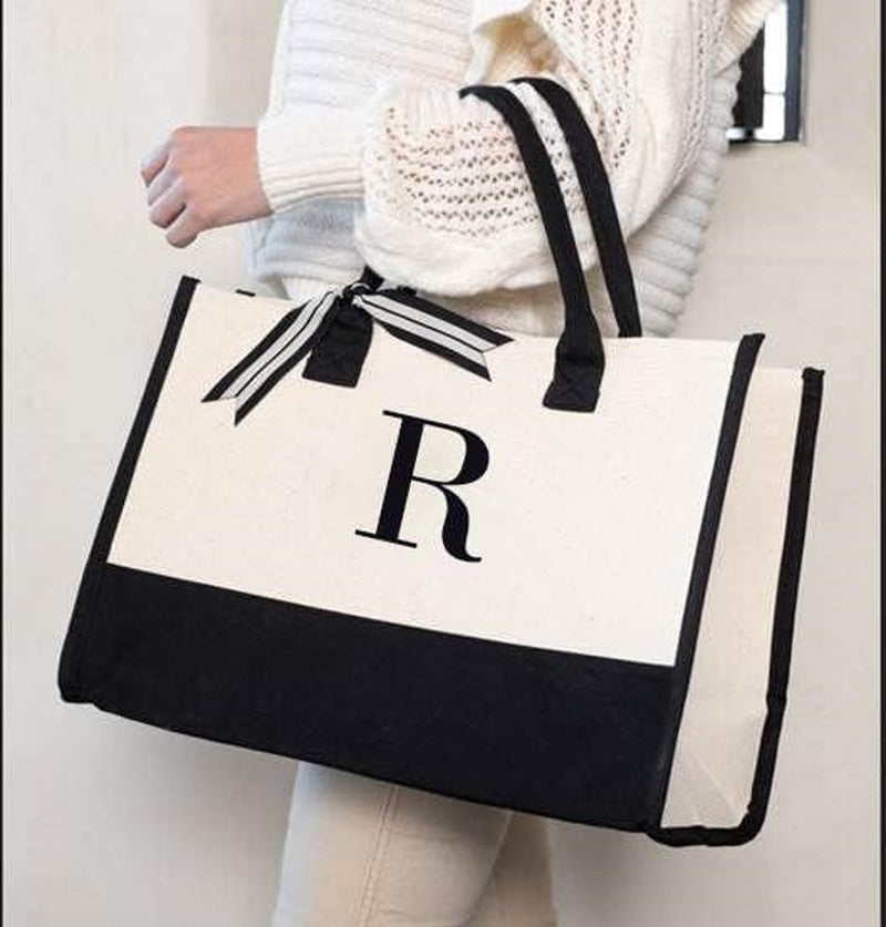 Classic Black and White Initial Canvas