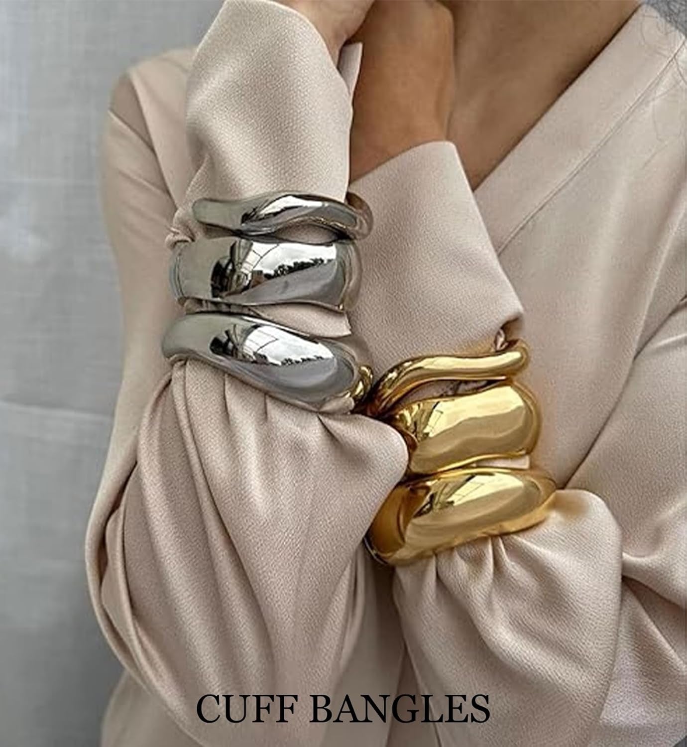 Chunky Gold Bangle Bracelets for Women