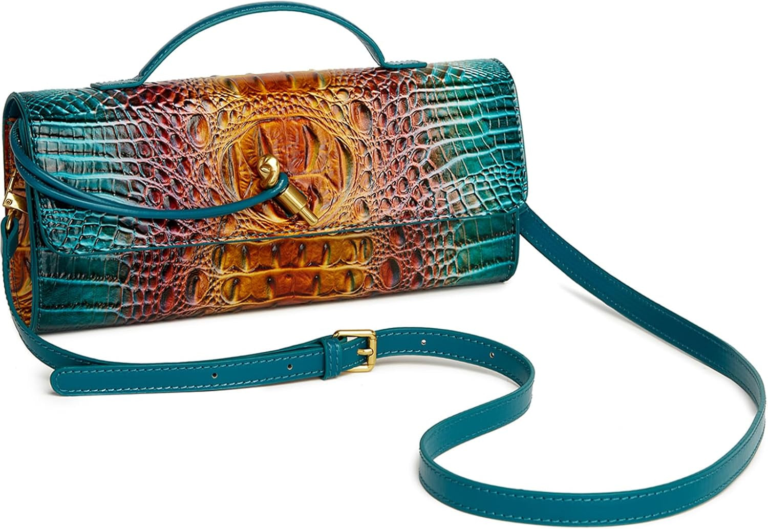 Trendy Women Crocodile Evening Clutch 