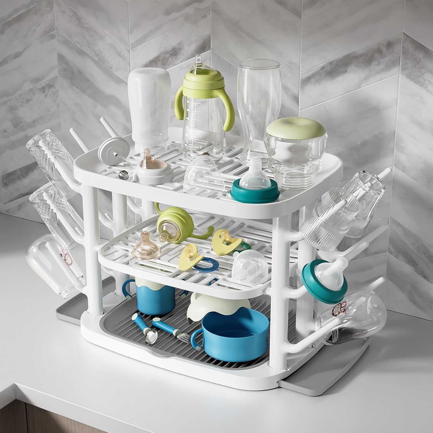 Baby Bottle Drying Rack,3-Tier Large