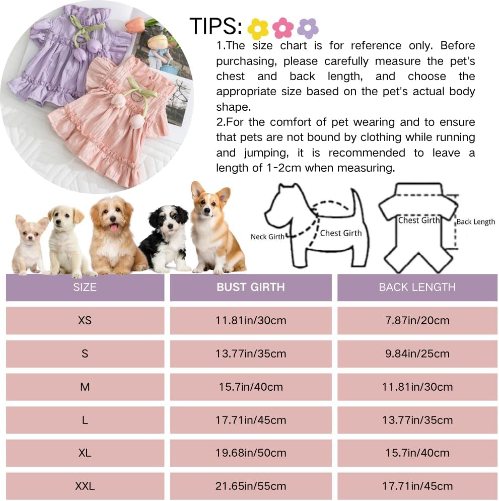 Adorable Ruffles Dog Dress with Bow Cute