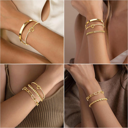 Gold Bracelets Set for Women Non Tarnish