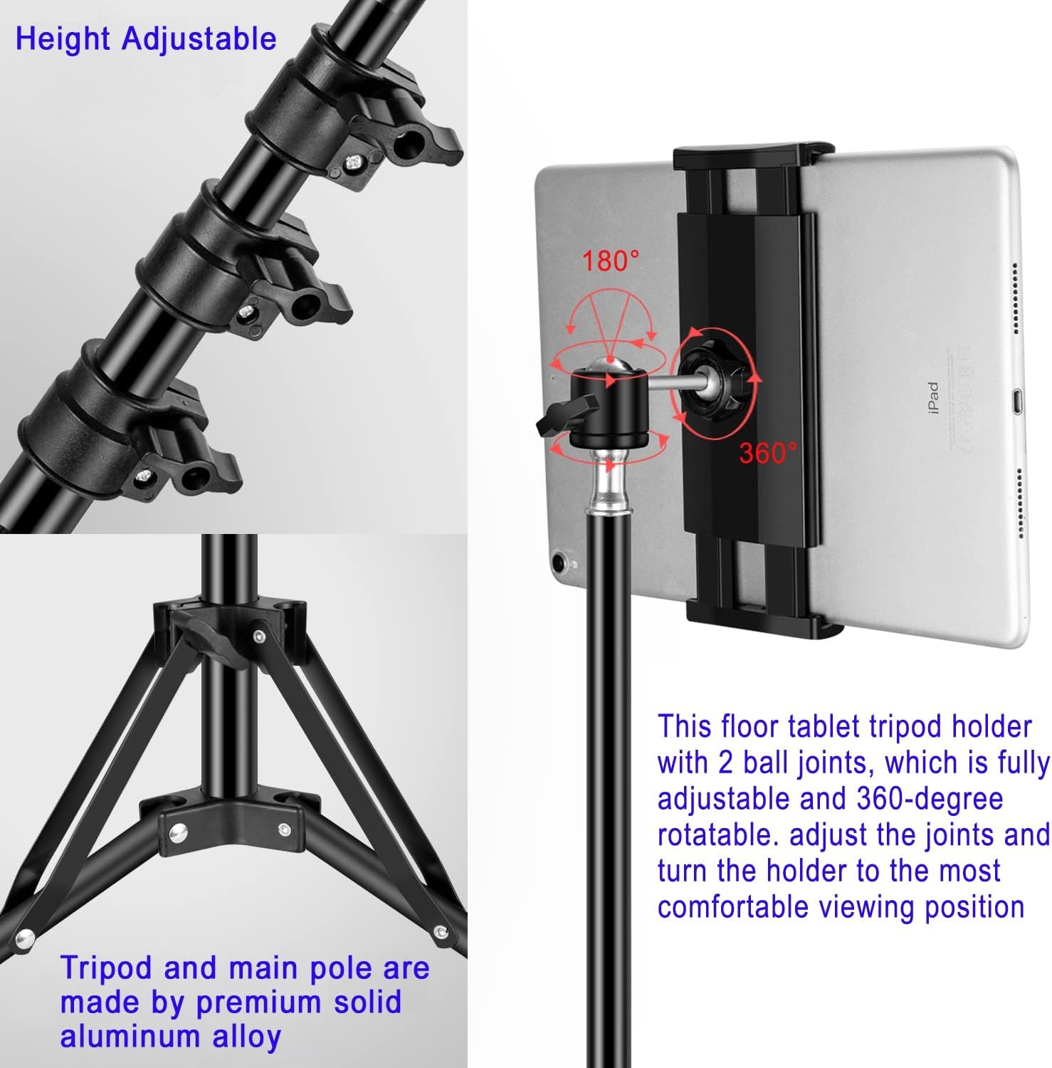 Ipad Tripod Stand, with 65 Inch Height