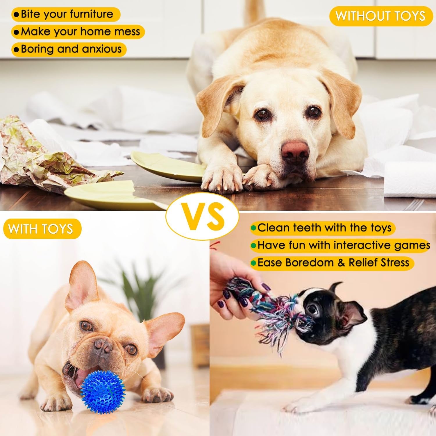 Dog Toys 25 Pack for Fun,Teeth Cleaning