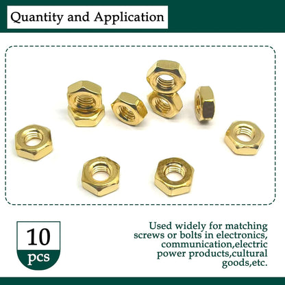 10 Pcs M8-1.25Mm Brass Hex Nut,Metric