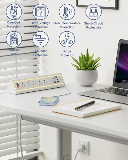 Desk Clamp Power Strip with Nightlight