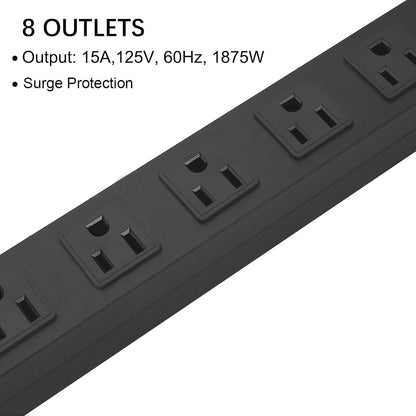 Metal 8 Outlet Mountable Power Strip
