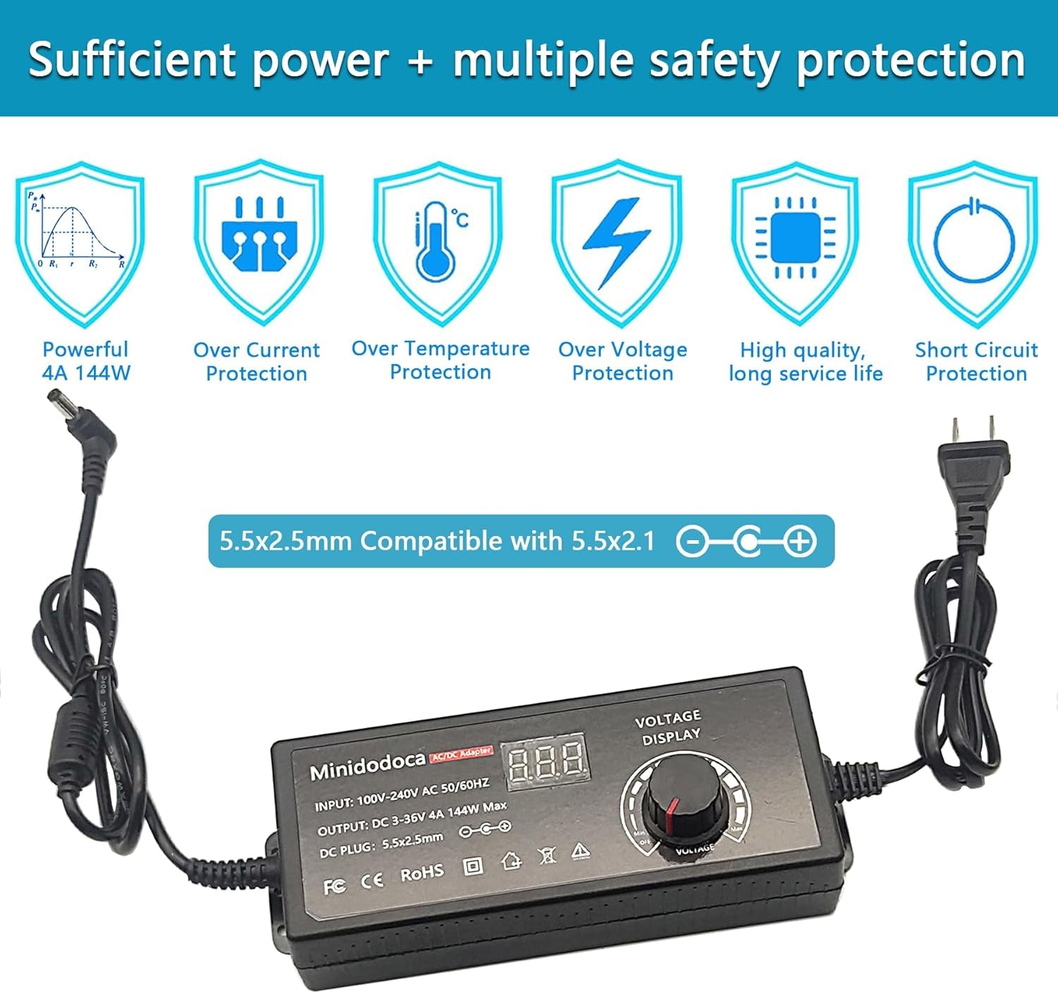 144W Power Supply Adjustable DC 3V ~