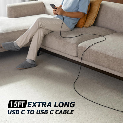 Extra Long USB C to USB C Cable 15FT