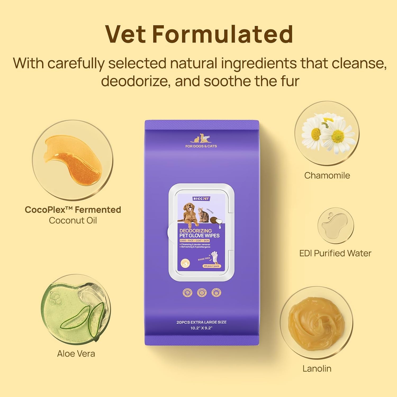 Cleaning Deodorizing Glove Wipes for Dog