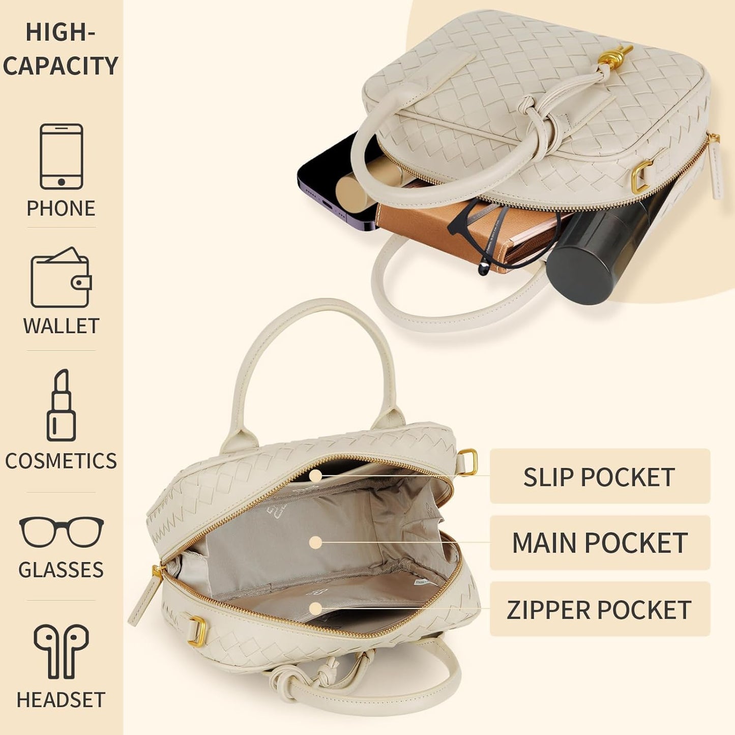 Women'S Handmade Woven Top-Handle Bag