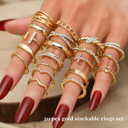 Golden Silvery Black Kunckle Rings Set