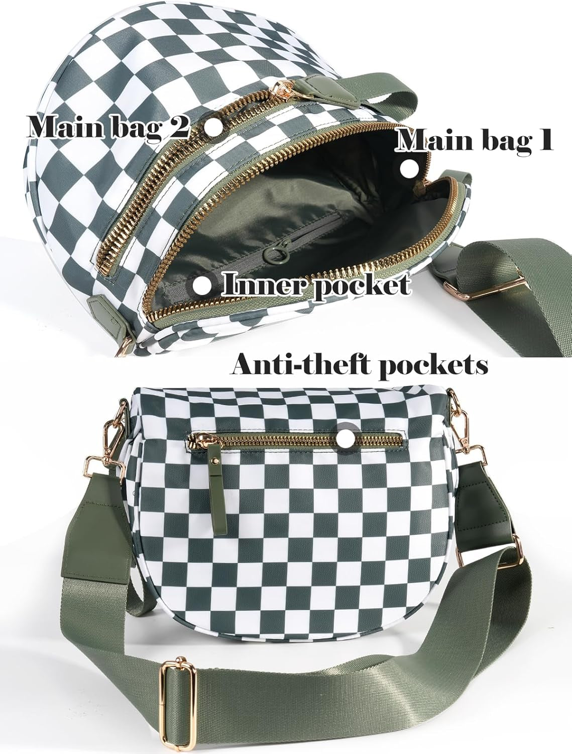 Black and White Checkered Crossbody Bag
