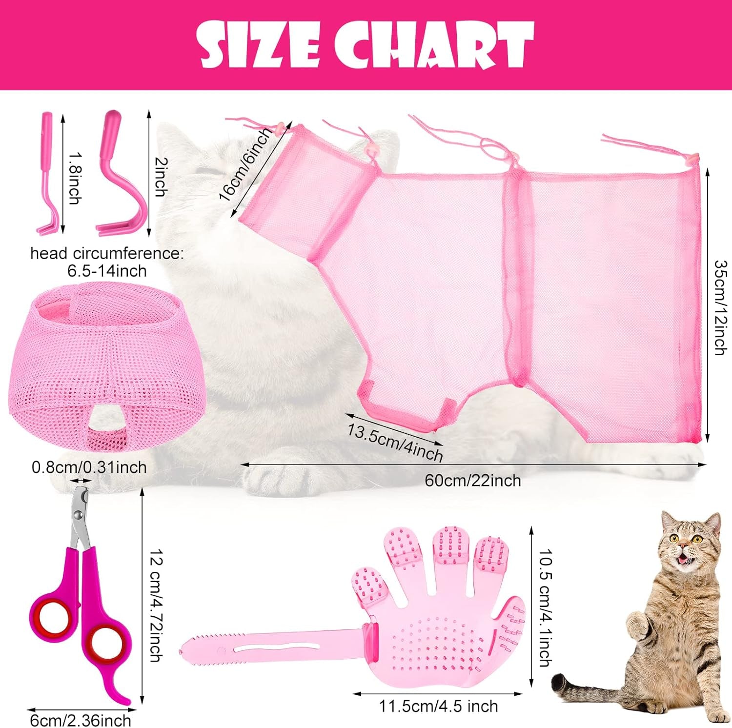 5 Pcs Cat Bathing Bag Set Grooming Bag