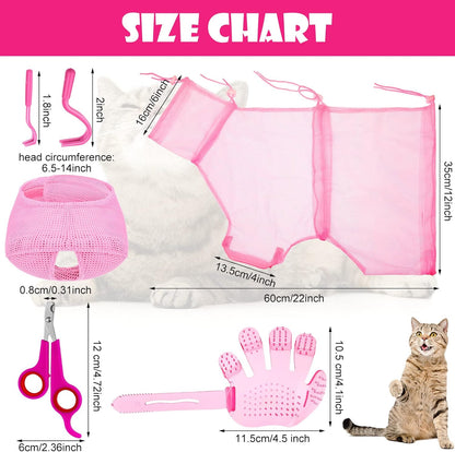 5 Pcs Cat Bathing Bag Set Grooming Bag