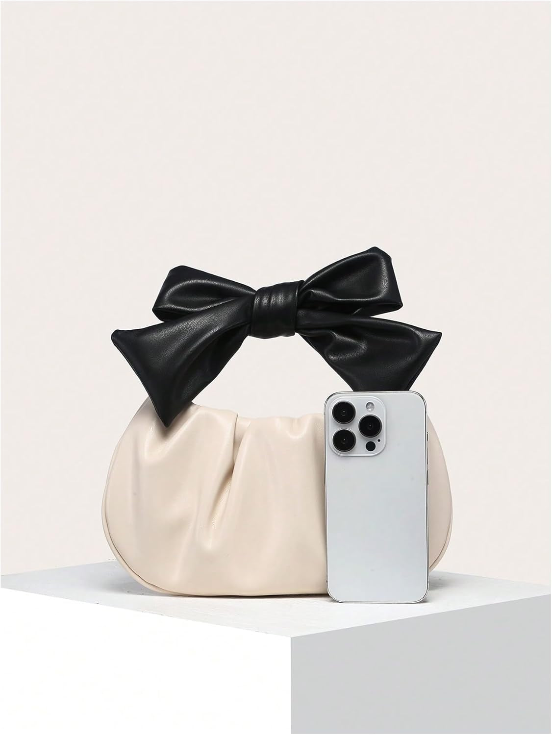 Women'S Ruched Hobo Handbag Cute Bow