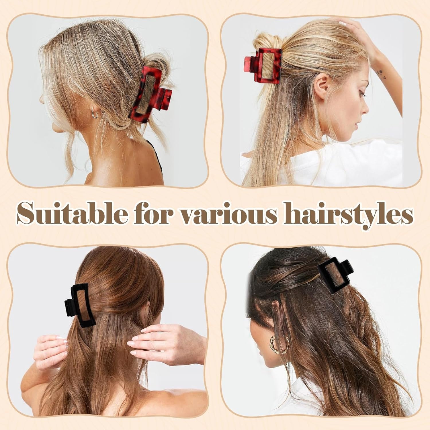 8Pcs Tortoise Shell Claw Clip for Women