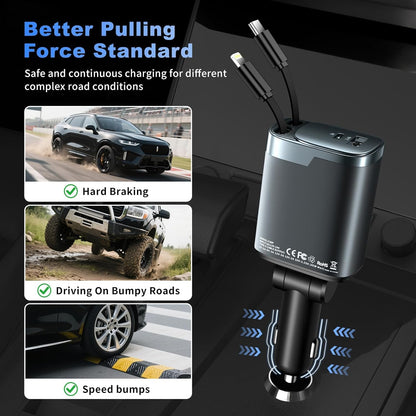Retractable Car Charger 4 in 1, Car 