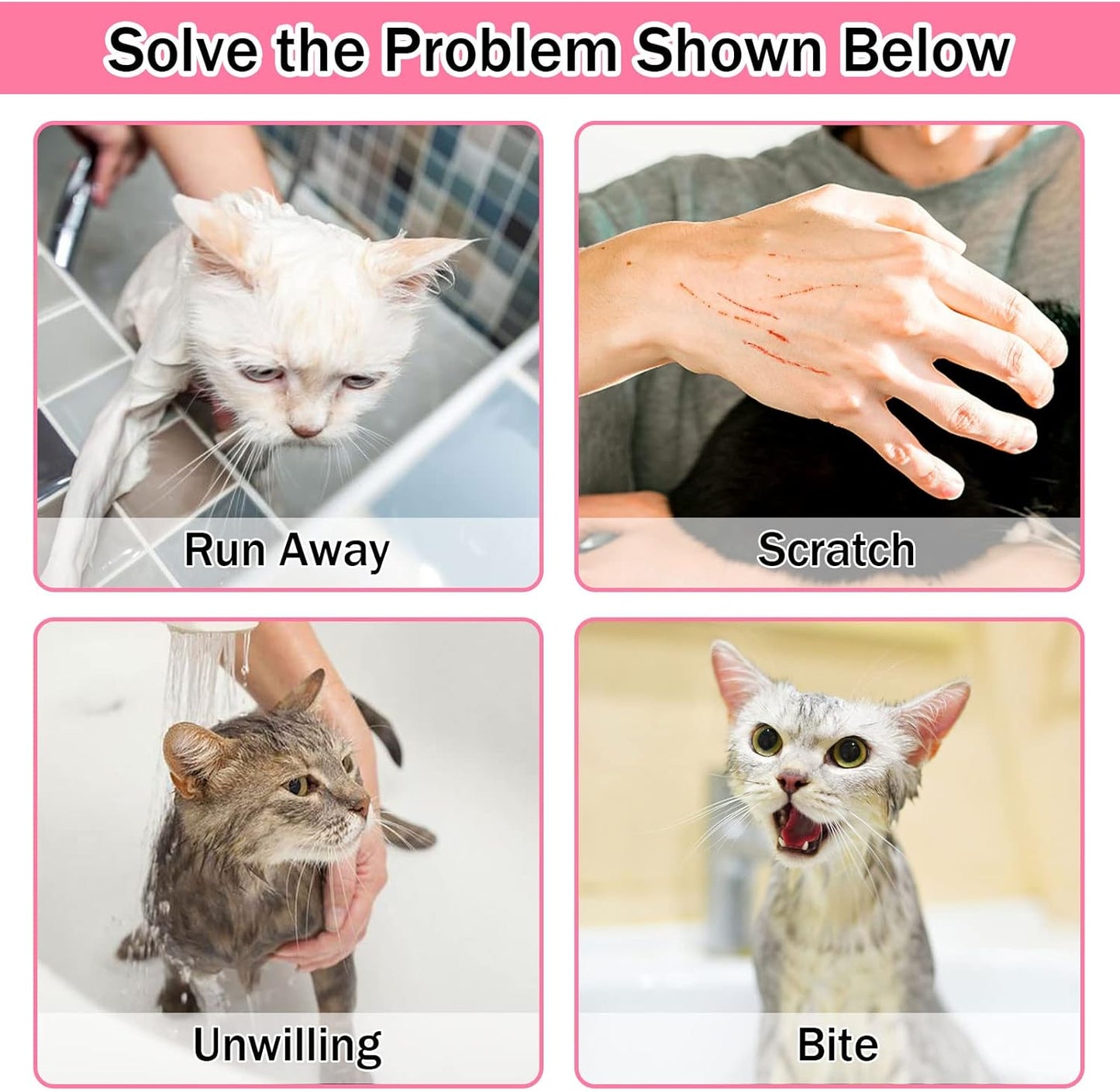 Cat Washing Bag 10 PCS Set, Adjustable