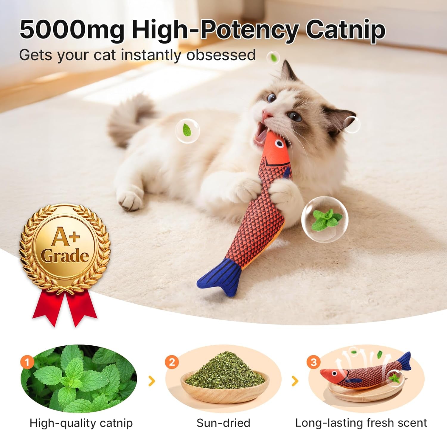 Cat Toys Saury Fish, 3 Pack, Catnip