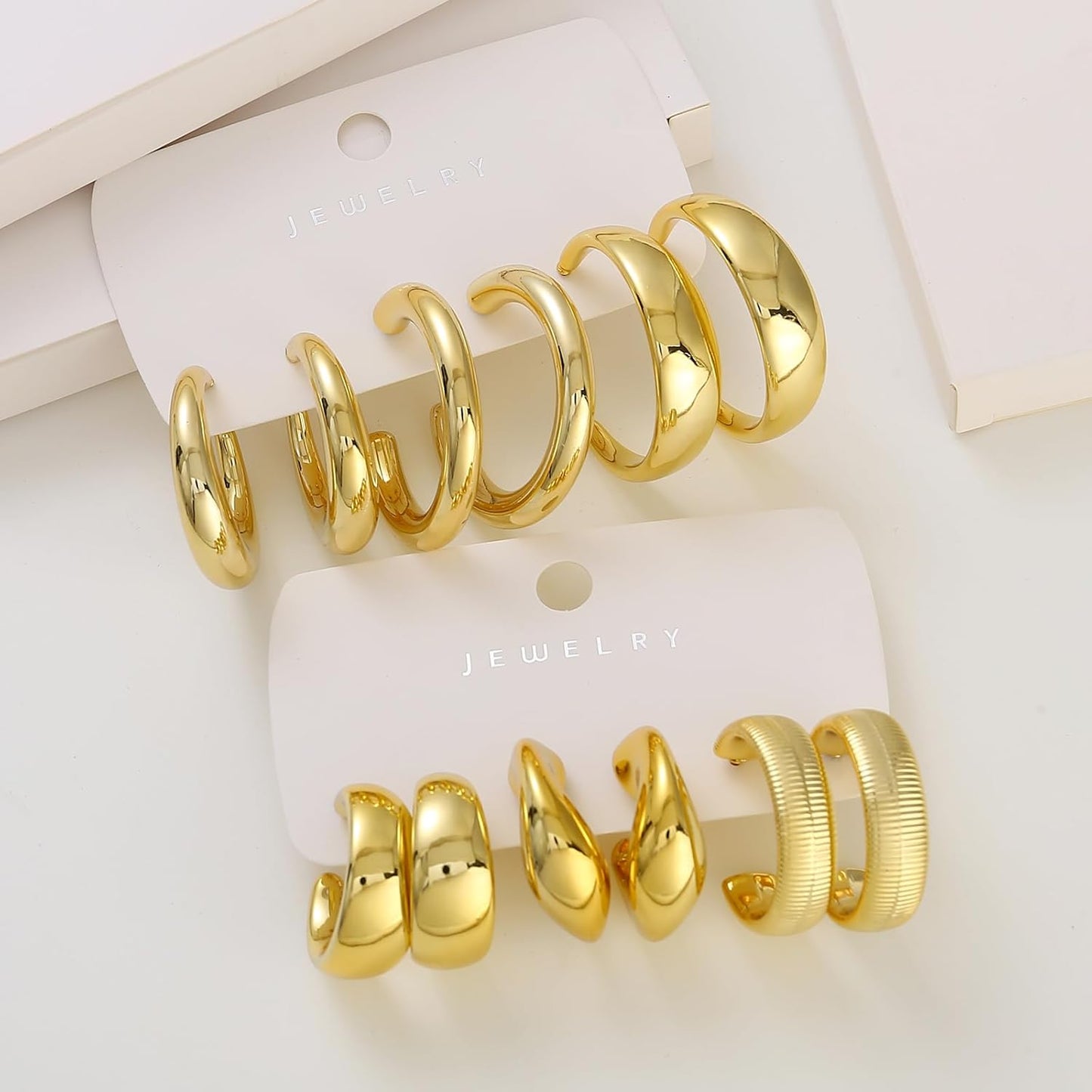 10 Pairs Hypoallergenic Chunky Gold 