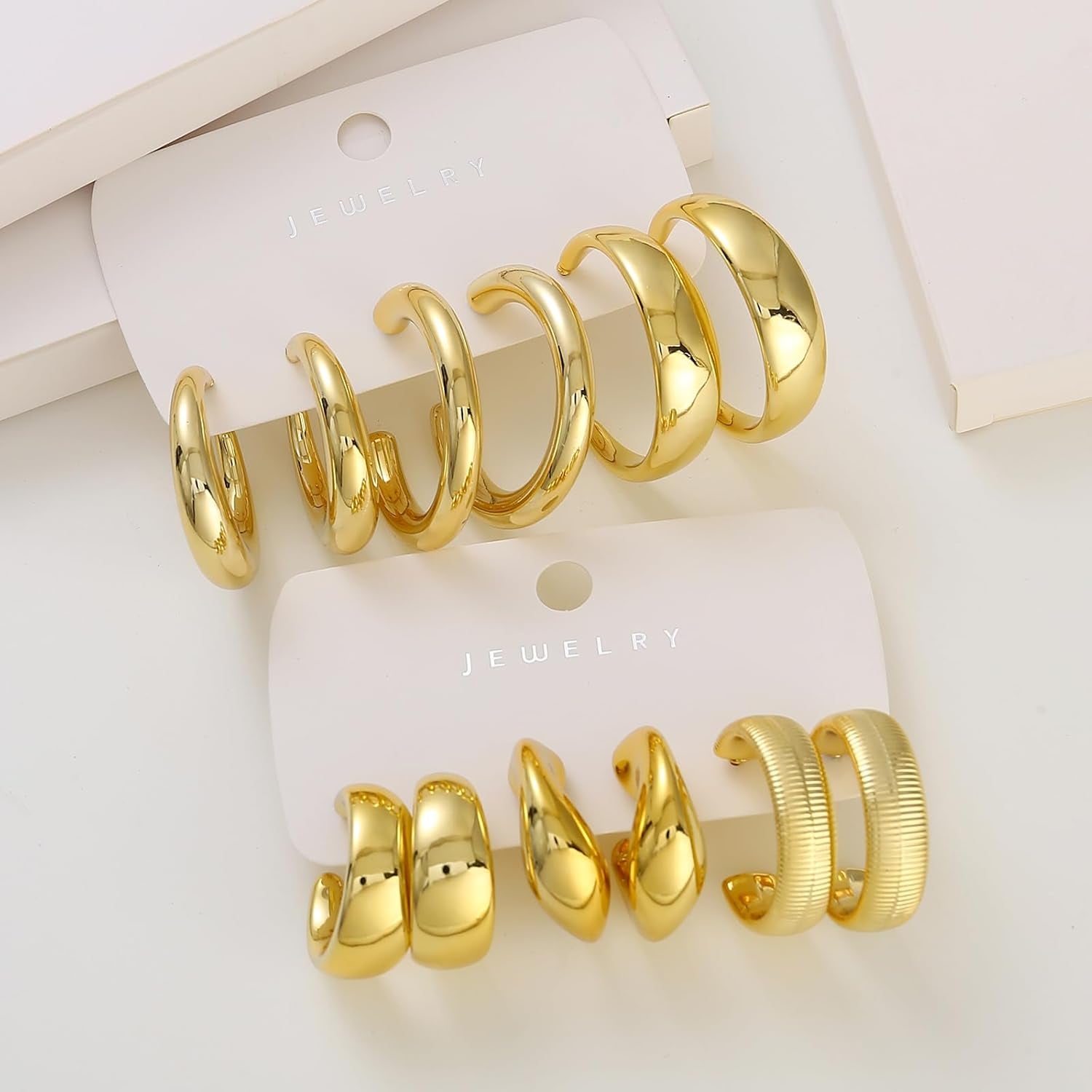 10 Pairs Hypoallergenic Chunky Gold 