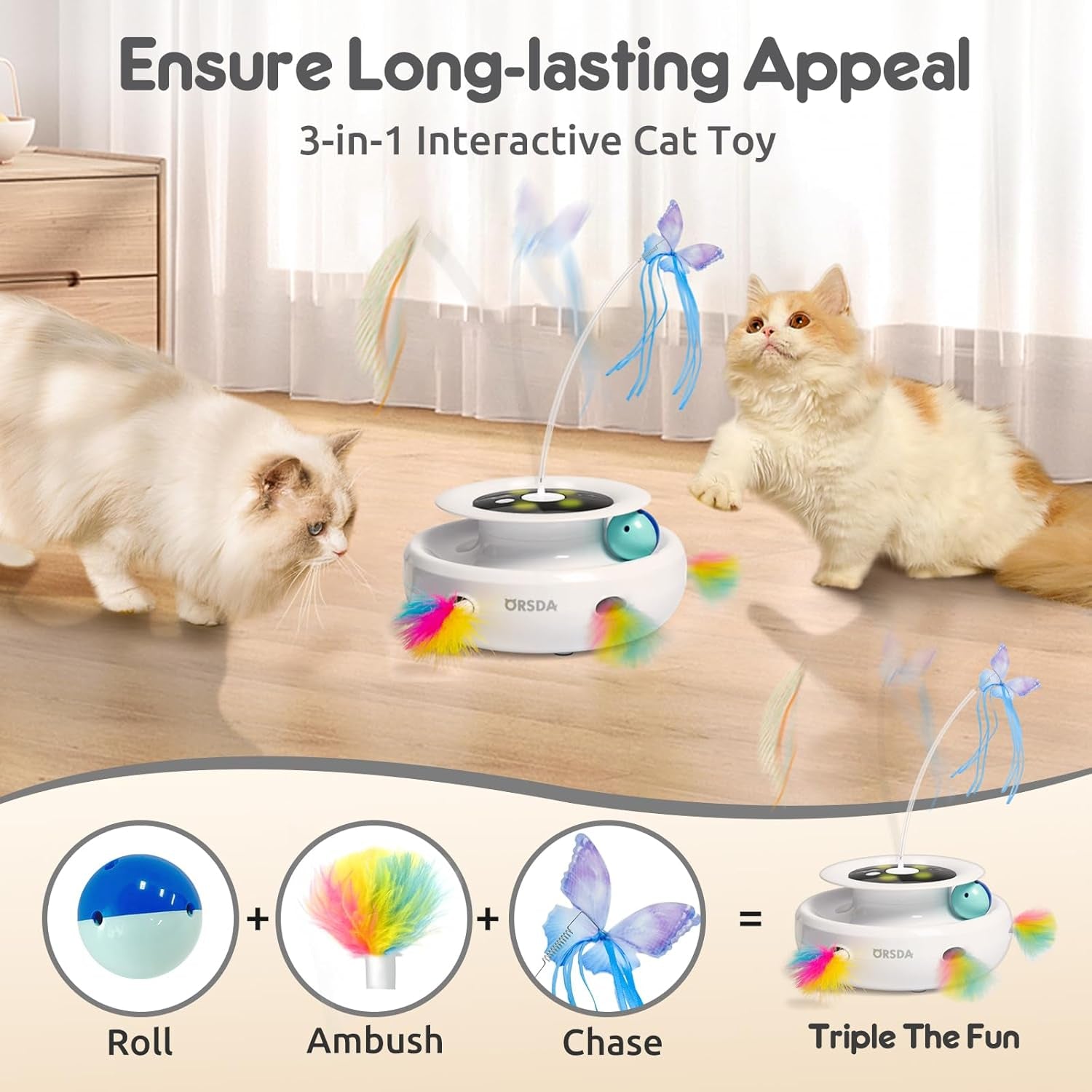 Cat Toy, 3-In-1 Automatic Interactive