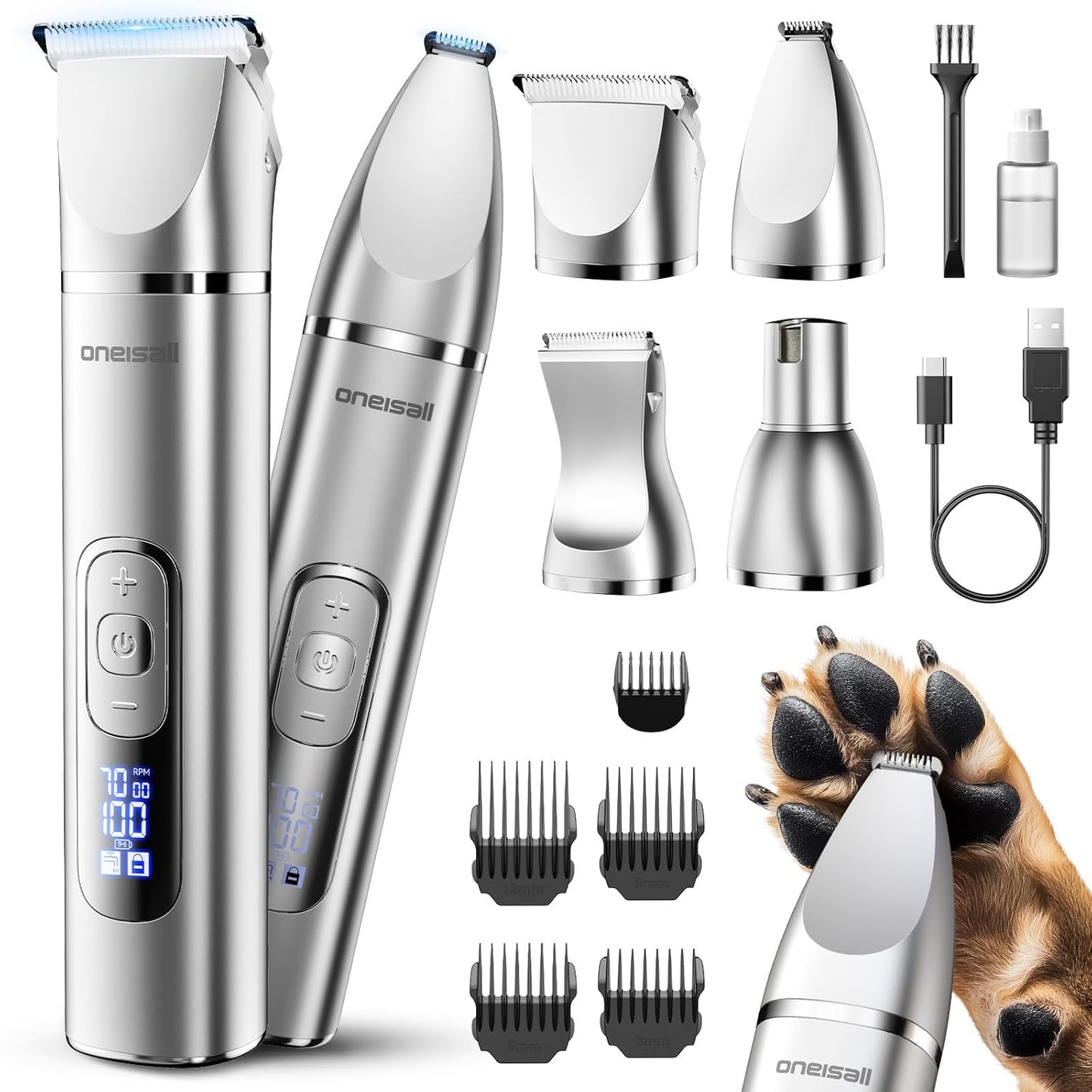 4 in 1 Dog Grooming Kit with LCD Display