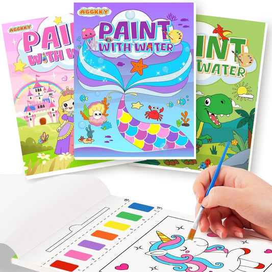 3 Pack Paint with Water Coloring Books 