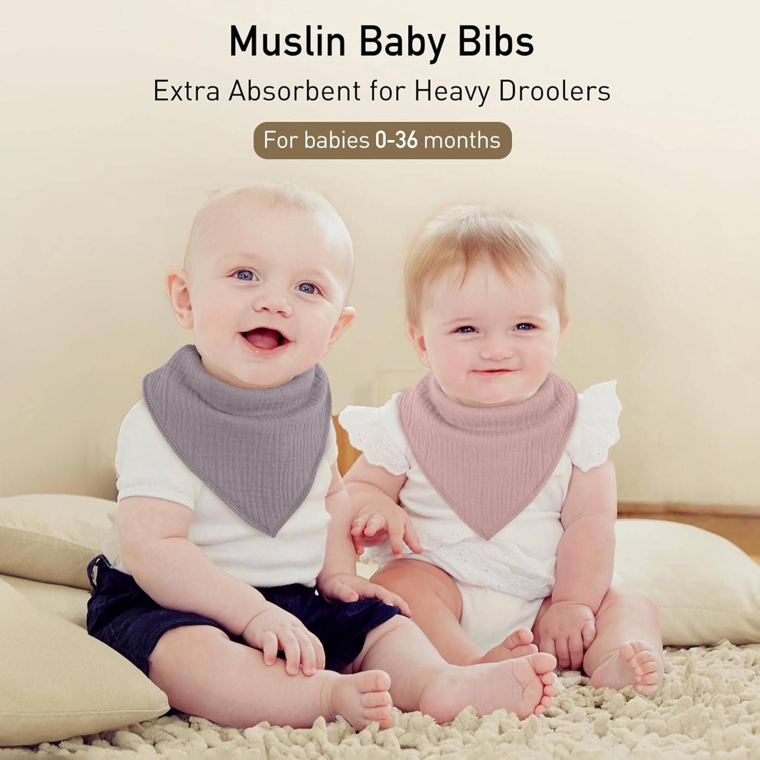 Muslin Baby Bibs 8 Pack, Baby Bandana