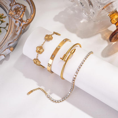 18K Gold Plated Bangle Bracelet Set