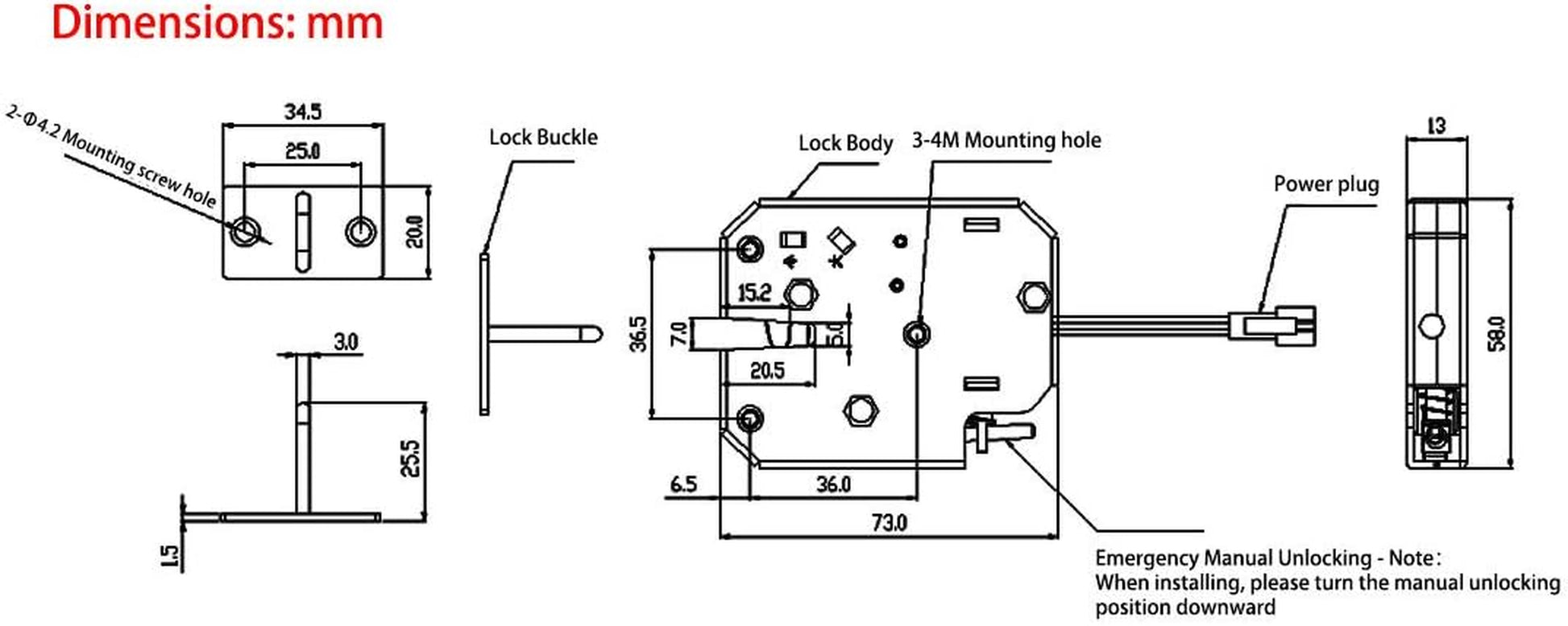 Electronic Lock,1Pcs DC 12V 2A Carbon 