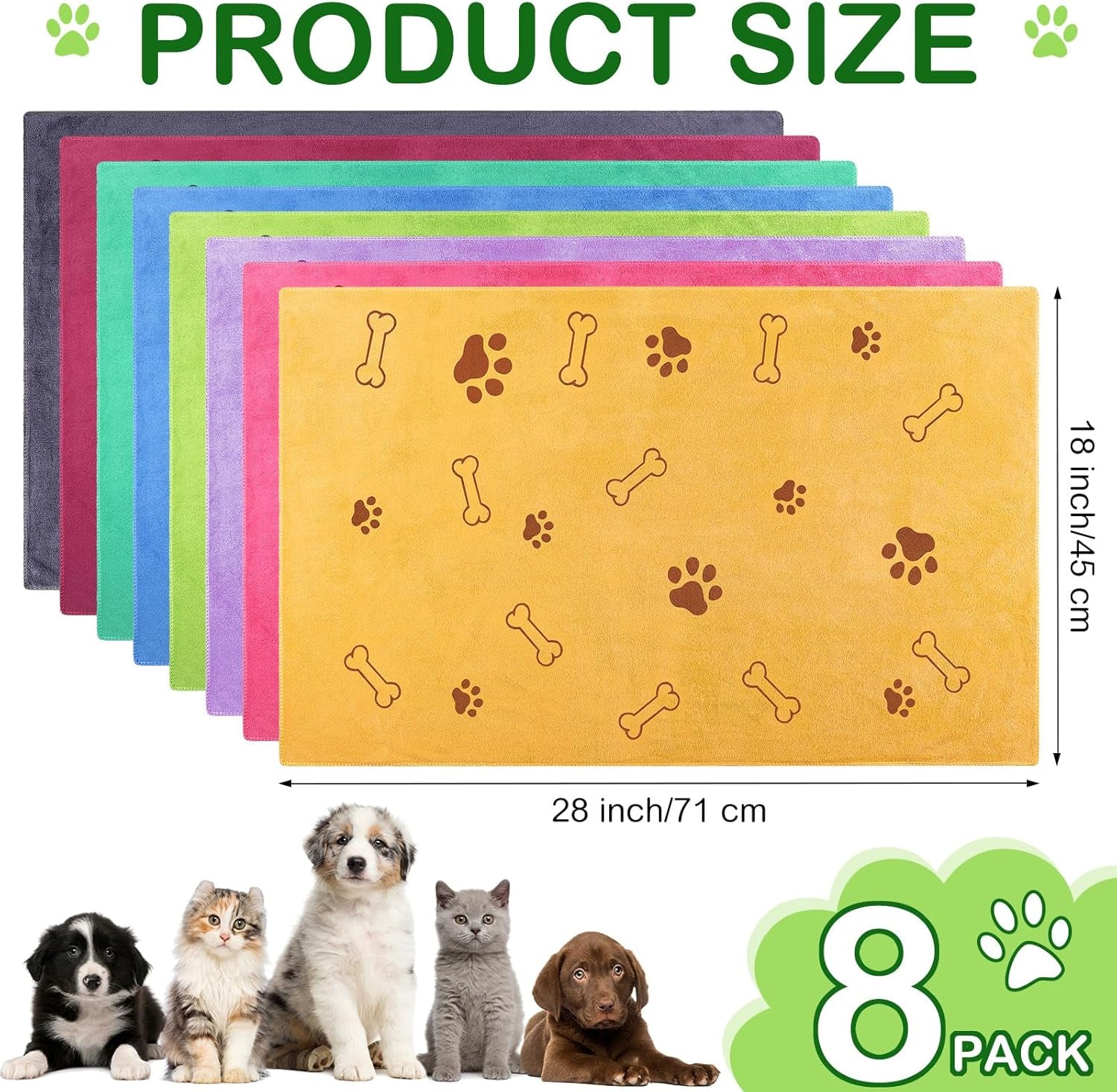 8 Pcs Dog Towels for Drying Dogs Cats 