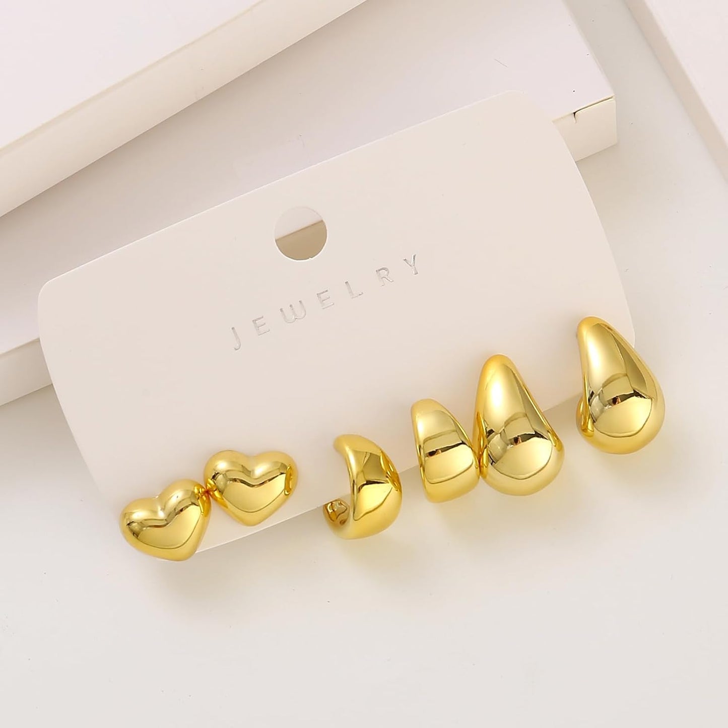 10 Pairs Hypoallergenic Chunky Gold 