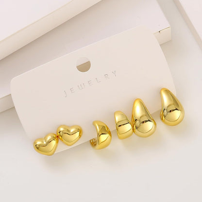 10 Pairs Hypoallergenic Chunky Gold 