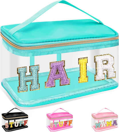 Chenille Letter Clear Makeup Bags 