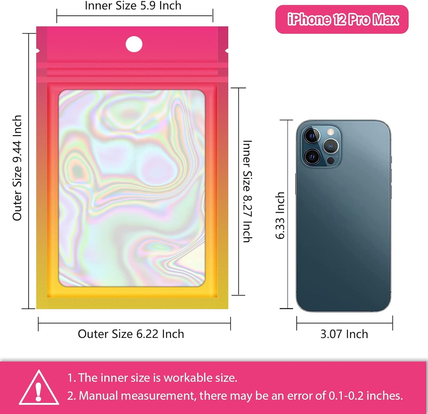 100 Holographic Gradient Mylar Bags