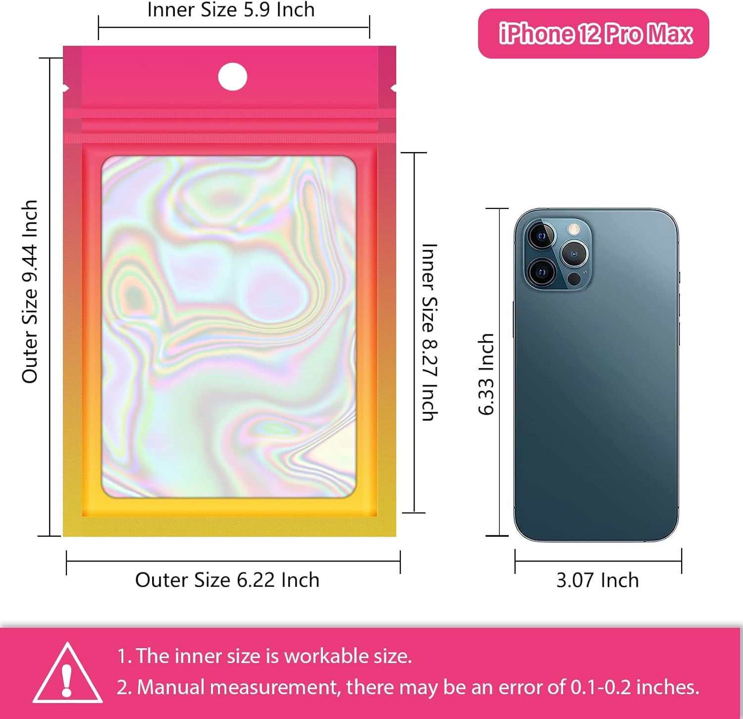 100 Holographic Gradient Mylar Bags