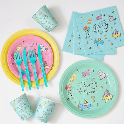 144Pcs Dog Cat Birthday Party Supplies