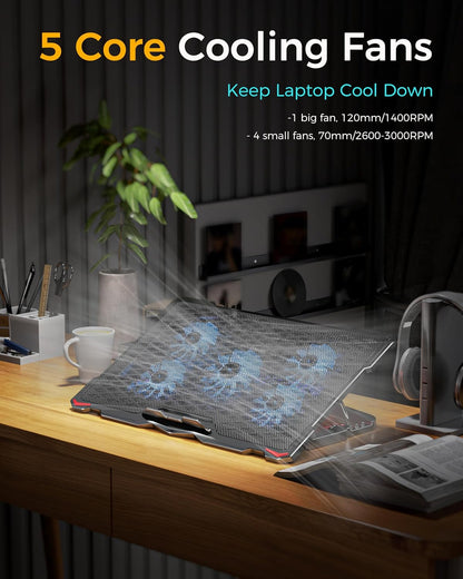 Laptop Cooling Pad 5 Fans up to17.3 Inch