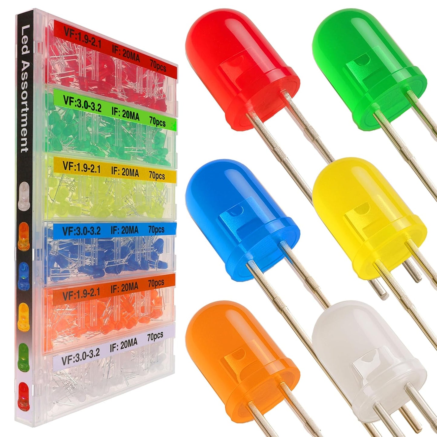 420Pcs 6 Colors 5Mm LED Diode Assortment