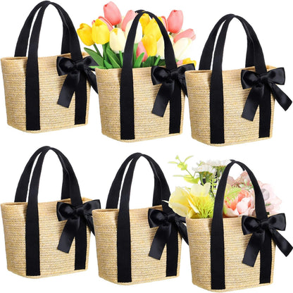 6 Pcs Bridesmaid Straw Beach Bags 