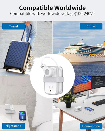 Travel Power Strip with USB 2 Pack
