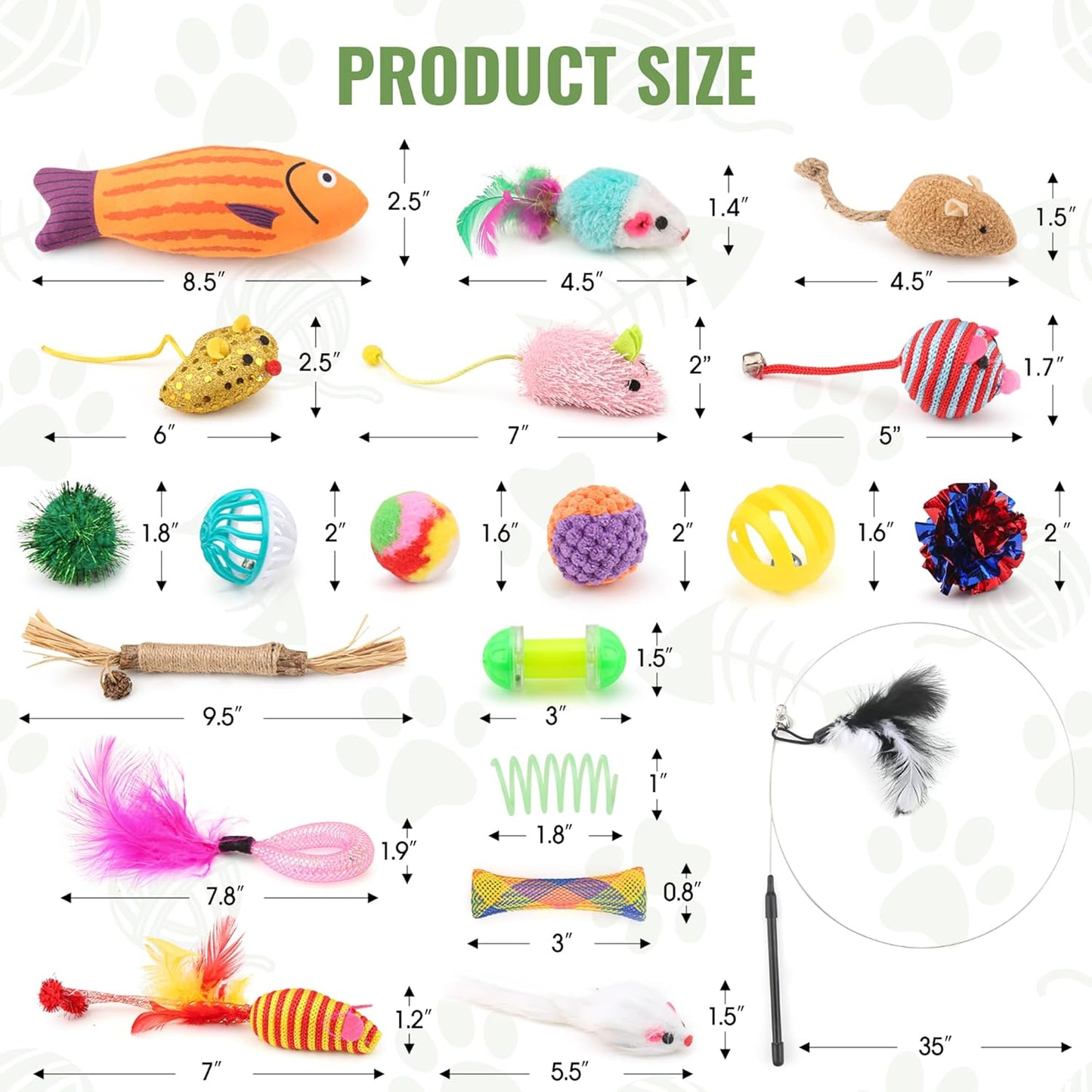 Cat Toys Variety Pack for Kitty 20 Pcs