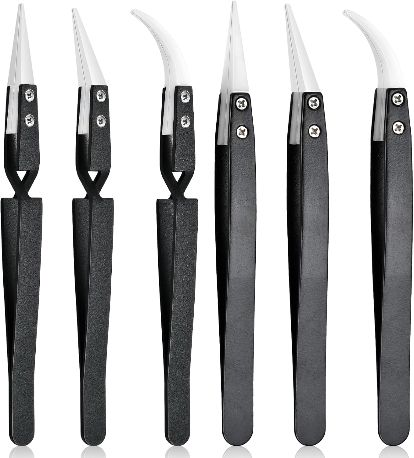 6 Pcs Precision Reverse Ceramic Tweezers