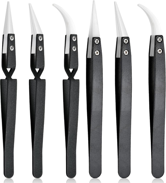 6 Pcs Precision Reverse Ceramic Tweezers